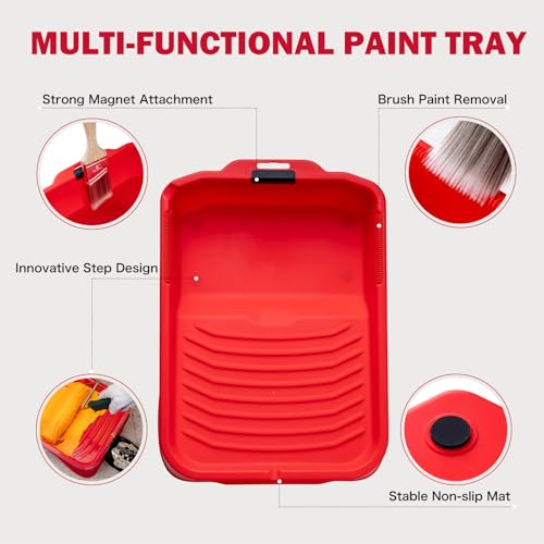 Mister Rui Paint Tray, 11 Pack, 9 Inch Paint Tray with 10 Liners | Sturdy Tray with Disposable Liners for Easy Cleanup. Ideal for Walls, Ceilings, DIY and Large Projects - size: 9 Inch, 11 Pack