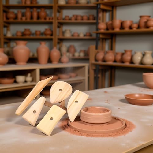 5 Pcs Pottery Clay Sculpting Tools Set,Wooden Pottery Clay Ribs Ceramic Potter Rib Ceramic Clay Sculpting Scrapers Tools Pottery Shaping Trimming Tools Ceramic Pottery Tools