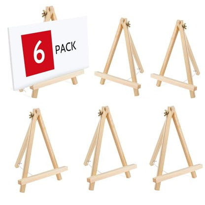 6PCS Wood Easels, 9 Inches Tabletop Easels, Tripod, Painting Party Easel, Kids Student Tabletop Easels for Painting, Art Craft Painting Easel Stand for Artist Adults Students - style: 6