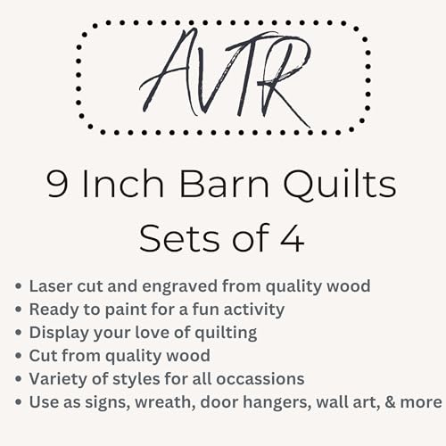 9" Barn Quilt Kit Set 4 | Log Cabin, Road to OK, Slip Knot, Rail Fence | Paintable unfinished wood quilt blocks for DIY group painting, farmhouse wall art, collage displays, and craft nights. - size: 9 inches (set of 4), style: Log Cabin, Road to Oklahoma