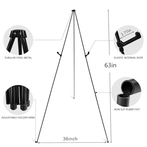 RRFTOK 2 Pack 63 in Sign Easel Stands, Instant-Fold Tripods with Bags - style: 63B 2pack