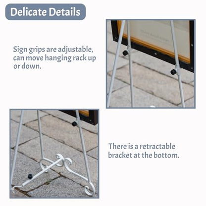 Heavy Duty Easel Stand for Wedding Sign, Adjustable Metal Display Easel - style: Scroll-White