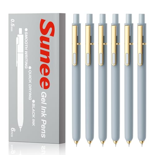 SUNEE Gel Pens, 6 Pack 0.5mm Pens Fine Point Smooth Writing Pens with Quick-Dry Black Ink, Cute Aesthetic School Office Note-Taking Pens for Journaling - Blue - color: Blue, style: 6 Pack