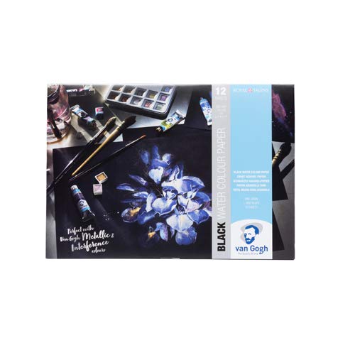 Van Gogh Watercolor Paper Pad, 140lb., Black Paper, 12 Sheets, 8.3" x 11.7" / A4 - color: Black, size: A4