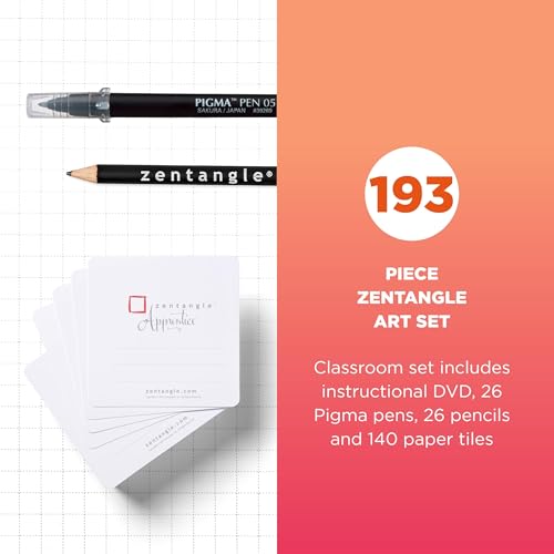Sakura 50009 Zentangle Apprentice Classroom Pack , White | All-in-One Kit for Drawing, Relaxing, Meditative Patterns, Includes Gelly Roll and Micron Pens, White Pencil and Black Tiles - size: 1 Count (Pack of 193)