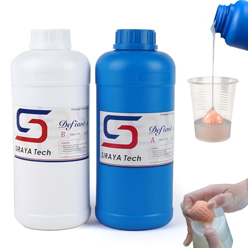 Siraya Tech Defiant 25 Platinum Silicone Mold Making Kit,Clear, 70.5 Oz | Food Safe, 25A Hardness, Easy to Stop Curing Inhibitio, No Coating Needed, for Casting Epoxy Resin - color: Translucent 25A 2kg