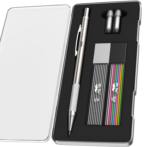 Mr. Pen- Metal Mechanical Pencil Set with Lead Refills & Erasers, 2mm | HB & Colored Lead Refills, 4x Eraser Refills for School Supplies, Note Taking, Drawing, Sketching, Office - style: 2.0mm
