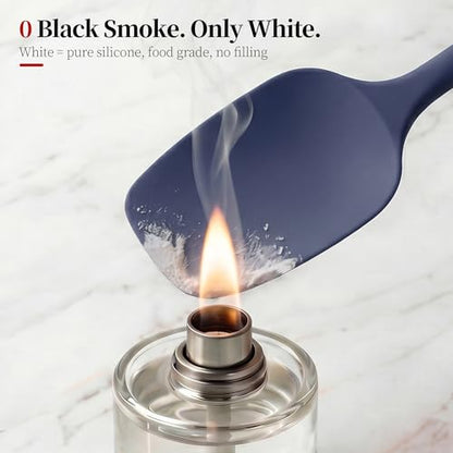 600ºF Heat Resistant Cooking Silicone Spoon Spatula, Midnight Blue | High Heat Food Safe Seamless Kitchen Spoonula Scraper for Baking Mixing Scraping Stirring Egg Nonstick Cookware Pan Bowl - color: Midnight Blue, size: 11.34in - Spoon Spatula