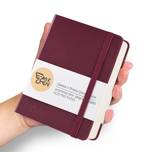 5.7x4.1" Hardcover Mixed Media sketchbook,Pocket Junk Journal Supplies - color: PU Cover-5.7x4.1in-Wine Red