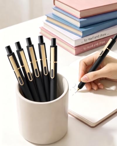 SUNEE Gel Pens, 6 Pack 0.5mm Pens Fine Point Smooth Writing Pens with Quick-Dry Black Ink, Cute Aesthetic School Office Note-Taking Pens for Journaling - Black - color: Black, style: 6 Pack