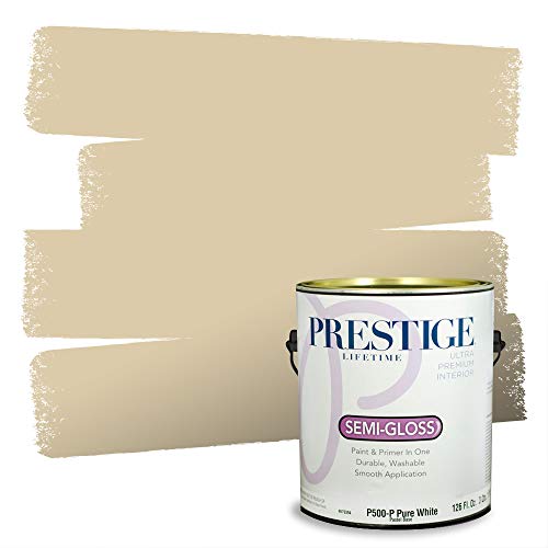 PRESTIGE Paints Interior Paint and Primer In One, 1-Gallon, Semi-Gloss, Comparable Match of Benjamin Moore Monroe Bisque - color: HC-26BM-PCM, size: 1 Count (Pack of 1)