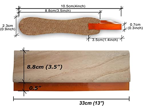 INTBUYING Screen Printing Squeegee Ink Squeegee Wooden Oiliness Scraper 75 Durometer 13inches Long 4 inches Wide with Rubber Blade and Wooden Handle - size: 13 inches long
