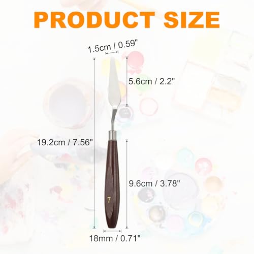 HARFINGTON 5pcs Palette Knife Painting Tool 2.2 x 0.59 Stainless Steel Art Spatula Pallet Knives Scrapers Tools with Beech Wood Handle for Acrylic Oil Canvas Mixing Spreading, Red/Silver - size: 2.2" x 0.59"