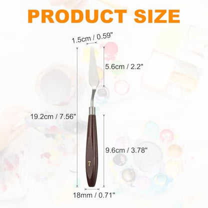 HARFINGTON 5pcs Palette Knife Painting Tool 2.2 x 0.59 Stainless Steel Art Spatula Pallet Knives Scrapers Tools with Beech Wood Handle for Acrylic Oil Canvas Mixing Spreading, Red/Silver - size: 2.2" x 0.59"