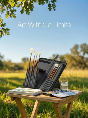 DUGATO Long Brush Holder & Organizer, Canvas Case 5.7 x 14.8 in, Black (Pack of 2) - color: Black, size: Large 5.7x14.8 inches (Pack of 2)