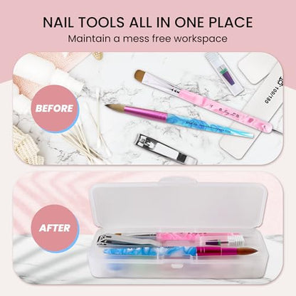 Beauticom Double-Layer Personal Storage Storage Case for Professional Nail Art Pens, Nail Brush, Tools (Frosted White) - color: Frosted White