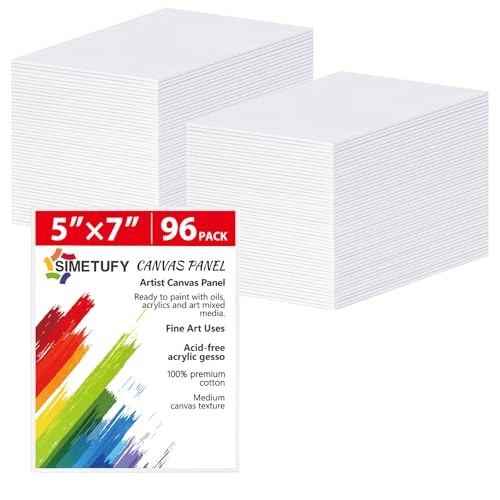 5x7 Inch 96 Pack Small Painting Canvas Boards Mini Blank Canvas Panels, Primed Acid Free for Oil Paint,Watercolor,Acrylic Paint - size: 5"x7" - 96 pack