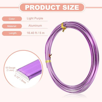 uxcell 18 Gauge Flat Aluminum Wire, 16.40 ft 3mm Wide Aluminum Crafts Wire for Flower Bonsai Crafts Carving DIY Bezel Sculpting Gem Metal Wrap, Light Purple - color: Light Purple, size: 3mm