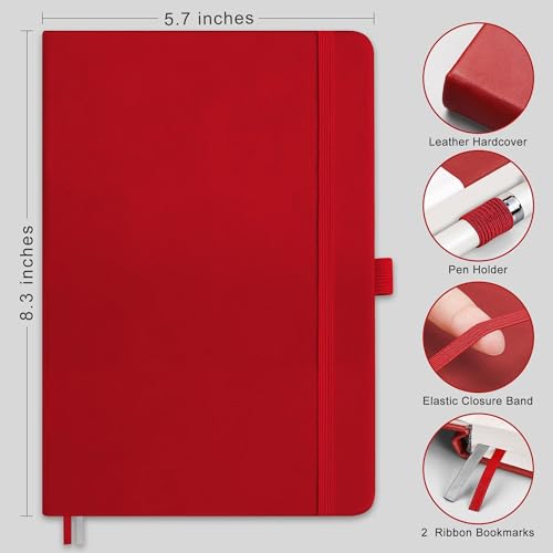 RETTACY Blank Journal Notebook, 192 Pages per Pack, A5 Size (5.7'' x 8.3'') - color: Black & Red