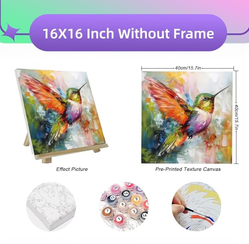 BYGFHLYW Animal Hummingbird Paint by Numbers Kit for Adults Beginners - color: PB250-1