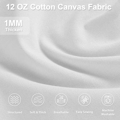 12oz Heavy Duty Canvas Fabric, 59" W Natural Cotton Duck Cloth 8 Yards - color: White, size: 8 Yards