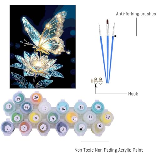 Paint by Numbers Kit for Adults,Crystal Butterfly Paint by Number 16x20 In - color: MT6281