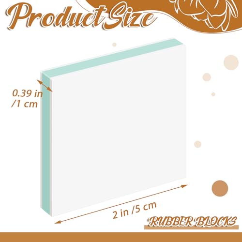 Frienda 12 Pcs 2" x 2" Rubber Carving Blocks Linoleum Blocks for Printmaking, Stamp Making, DIY Crafting, Scrapbook, Painting, Soft and Easy to Carve (White Green) - color: White Green