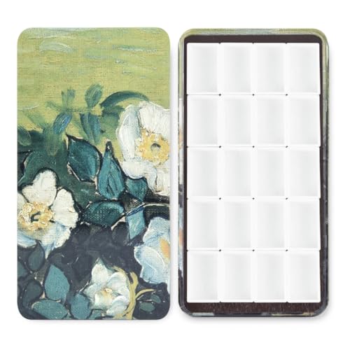 20Pcs Full Pans Watercolor Tin Palette Paint Case with Magnetic Stripe | Metal Art Paint Mixing Tray,3ml Empty Full Pans,Portable Empty Paint Box for DIY Watercolor Oils Acrylics Drawing,Wild Rose - color: Wild Rose
