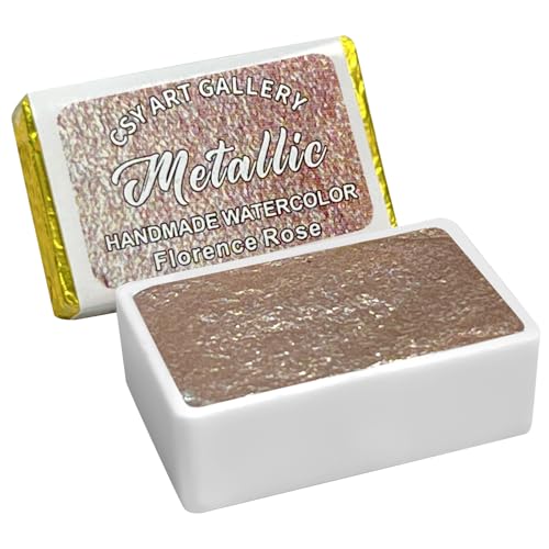 Handmade Watercolors - Metallic Glitter Paints Florence Rose - Full Pans Premium Pigment Water Color for Artists, Students, Hobbyists, Calligraphers - color: Florence Rose (Full Pan)