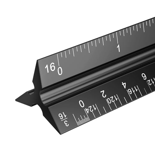 Rena Chris Architectural Scale - 12" Aluminum Triangular Scale Ruler, Black - color: Black