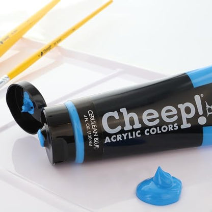 Cheep! Acrylic Paints, 4 oz. Tube - Cerulean Blue, Perfect for Artists - Quality Acrylic Paint Heavy Body Paint Artist and Student - color: Cerulean Blue