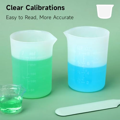 Gartful 250ml Large Silicone Measuring Cups, 8OZ Reusable Squeeze and Pour Resin Cups for Epoxy, Casting Molds, Slime, Craft Art Projects, Cup Making, Waxing, 6 Packs - size: 250ml*6