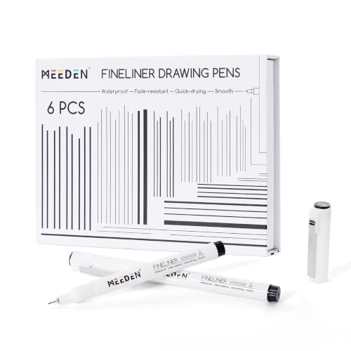 MEEDEN Micro Fineliner Drawing Pens: 0.3mm Needle Nib, 6 Pack, Black Ink | Waterproof archival ink for technical drawing, sketching, outlining, illustration, manga, and journaling - style: 0.3mm Needle Nib