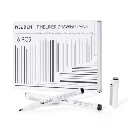 MEEDEN Micro Fineliner Drawing Pens: 3mm Chisel Nib, 6 Pack, Black Ink | Waterproof archival ink for bold outlining, lettering, poster drawing, manga panels, filling, and expressive artwork - style: 3mm Chisel Nib