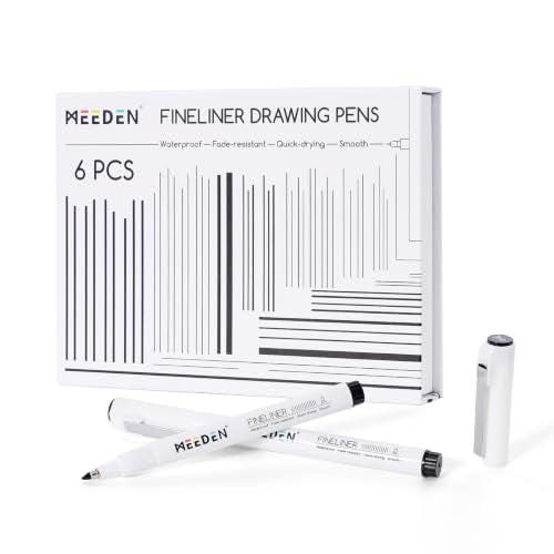 MEEDEN Micro Fineliner Drawing Pens: 3mm Chisel Nib, 6 Pack, Black Ink | Waterproof archival ink for bold outlining, lettering, poster drawing, manga panels, filling, and expressive artwork - style: 3mm Chisel Nib
