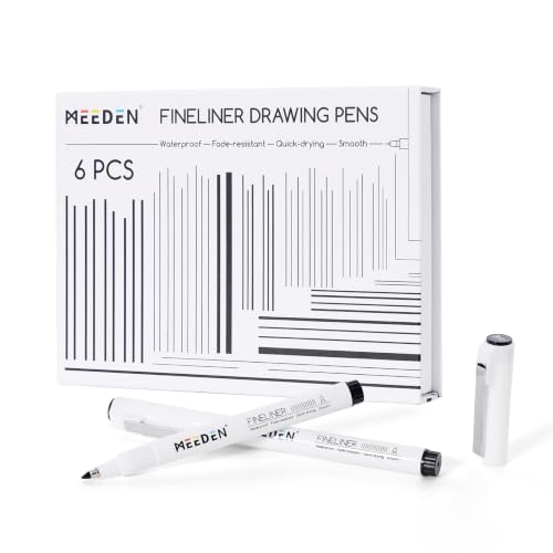 MEEDEN Micro Fineliner Drawing Pens: 3mm Chisel Nib, 6 Pack, Black Ink | Waterproof archival ink for bold outlining, lettering, poster drawing, manga panels, filling, and expressive artwork - style: 3mm Chisel Nib