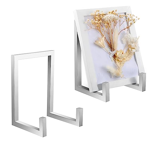 2 Pcs Large Plate Stands for Display Metal Frame Holder, Silver, 8 Inch | Plate Display Stand, Picture Frame Stand, Decorative Table Top Easels for Picture Book, Platter, Photo - color: Silver, size: 8 Inch