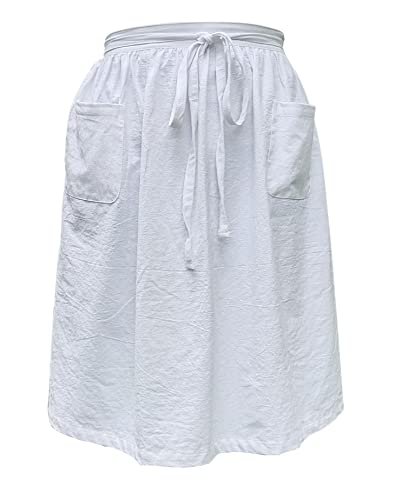 Unisex Chef Aprons White Retro Cotton Maid Short 2 Pockets Waist Waiter Waitress Half Apron - color: Cotton White