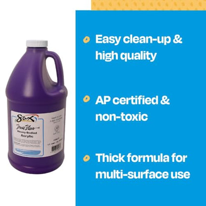 Sax Heavy Body Acrylic Paint for School and Arts and Crafts Use, Violet, 1/2 Gallon