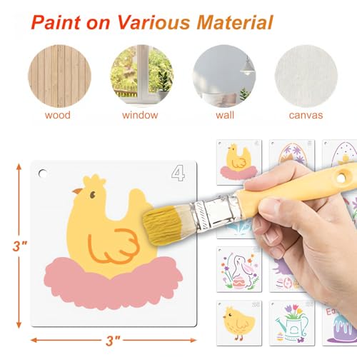 Easter Stencils for Painting, 49 Pcs 3 Inch for Cards Tags Crafts | Reusable & Easy to Clean, Spring Bunny & Egg Icons, Party Favor Bags, Classroom Projects, Scrapbooks, Beginner Friendly - color: Easter