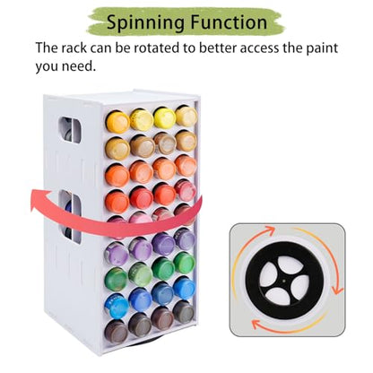 Craft Paint Storage Rack, 72 Holes Spinning Paint Storage Tower | 2oz Craft Paints Organizer Holder Stand