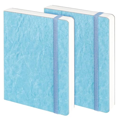 Funto Watercolor Journal, 7.5x5, 2 Packs, 44 Pages Each, Cold-Pressed 100% Cotton, Pearlescent PU Leather Blue Cover, Art Supplies for Mixed Media - color: Blue, size: 7.5x5