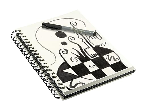 Creative Mark Double Wire Spiral Bound Field Sketch Book [160 Pages - 7 x 10], Black Embossed Leatherette Journal, Light Cream Acid-Free Paper, Perfect for Dry Media and Drawing - size: 7 x 10" - Single
