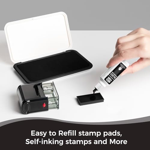 Stamp Ink, 2 Pack Quick-Drying Refill Ink, Black, 1oz | AP-Certified, Water-Based Ink, Smudge-Resistant, Clear Impressions, Precision Refill Tip, for Date Stamps & Stamp Pads - color: Black