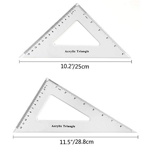 Coopay Large Triangle Ruler Set Square, 30/60 and 45/90 Degrees, Triangle Hollow - size: Triangle Hollow