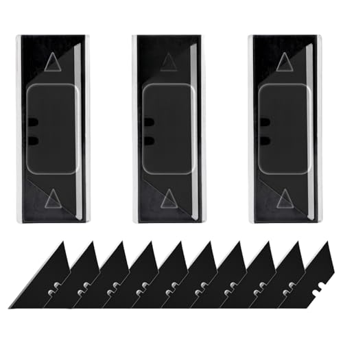 Harita Utility Knife Blades, Box Cutter Blades, Razor Blades with Blackened SK-2 High Carbon Steel, Roof Blades, Rust-Resistent, Extra Durable and Sharp, Standard Size, 10pcs/box easy carrying 30 pcs - color: Black, size: 30 Pack