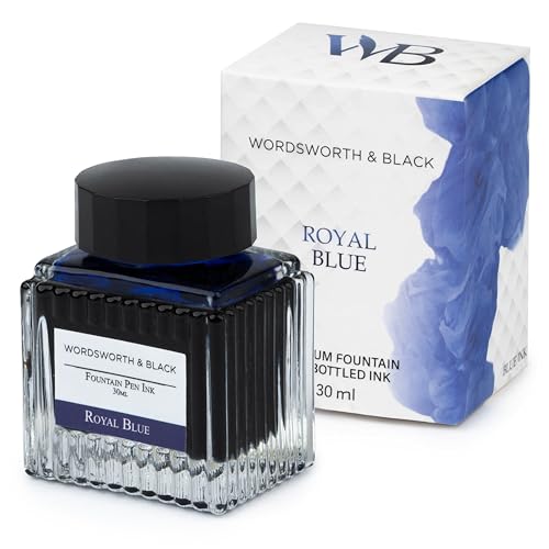 Wordsworth & Black Fountain Pen Ink Bottle, 30ml, Blue, Smooth | For Calligraphy, Drawing Journaling, Vivid Saturated Colour, Quick-Drying, Water-Based, Non-Toxic, No Smudge, Vegan - color: Blue