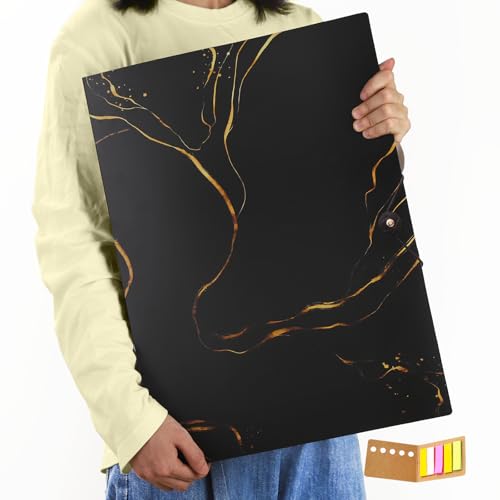 A3 Diamond Painting Storage Book,Marble Black 40 Pages Art Portfolios Case - color: Marble Black-40 Sleeves