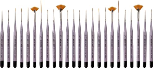 Micro Mini Fine Detail Paint Brush Set of 12 Pieces, Small Short Handle Taklon Bristles for Detailing, Paint by Number Art, Models & Nails (Pack of 2) - size: Set of 12 (Pack of 2)