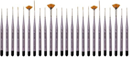 Micro Mini Fine Detail Paint Brush Set of 12 Pieces, Small Short Handle Taklon Bristles for Detailing, Paint by Number Art, Models & Nails (Pack of 2) - size: Set of 12 (Pack of 2)
